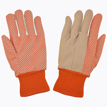 Cordova MEDIUM WEIGHT, COTTON CANVAS, HI-VIS ORANGE PVC DOTS, ORANGE KNIT WRIST, 12PK 2670